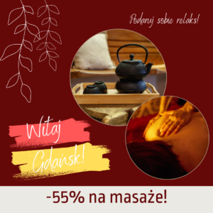 Baner promujący przedsprzedaż masaży -50% z okazji otwarcia Samui Spa w Gdańsku